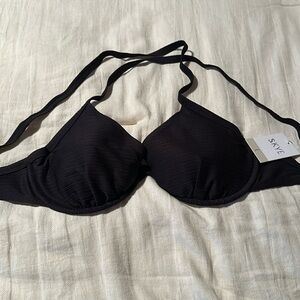 Black textured skye bikini top. Size E cup